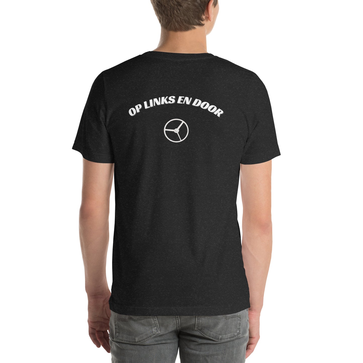 Op links en door Uniseks T-shirt print voor en achteren