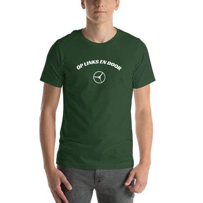 Op links en door Uniseks T-shirt print voor en achteren