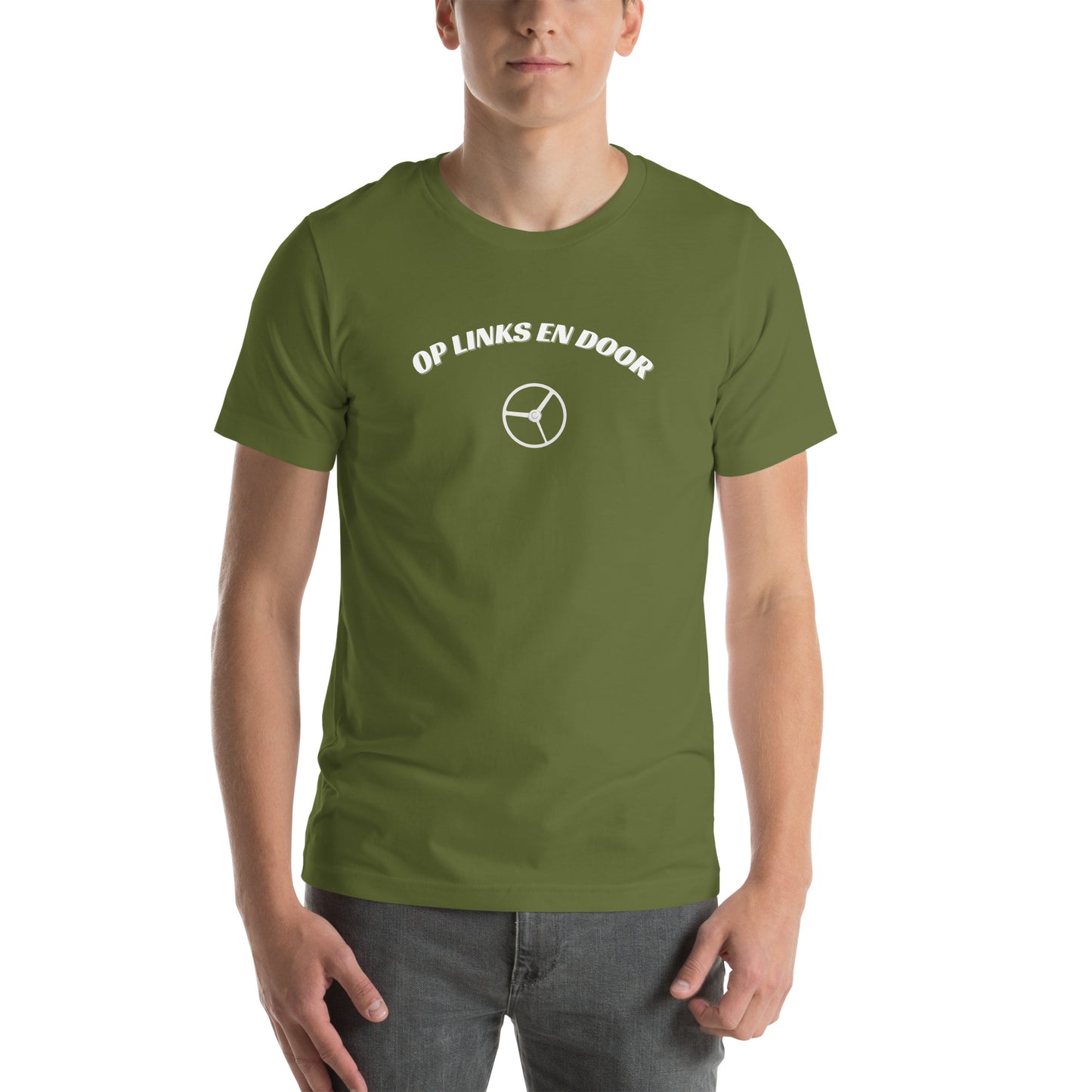 Op links en door Uniseks T-shirt print voor en achteren